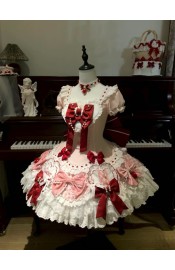 Peach White Tea Strawberry Bunny Talk One Piece(Reservation/Full Payment Without Shipping)